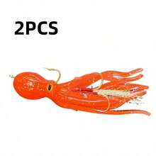 3pcs Octopus Soft Lures Full Set, Realistic Squid Lure With 3D Fish Eyes, Glitter Tentacles, Glow-In-The-Dark Metal Wire Skirt, Sharp Double Hooks, Red Rope Wrap, TPE Soft Material, Lifelike Swimming Action, Suitable For Saltwater And Freshwater Fishing, Multi-Color - Multicolor - View 17