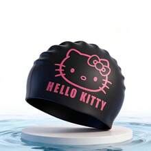 1件裝 Sanrio Cat 黑色矽膠泳帽 女款 防水 舒適 不緊繃 護耳 成人用 - A - 查看 2