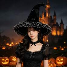 1pc DIY Halloween Lace Witch Party Cosplay New Lolita Magic Hat For Women, Party/Party Decoration, Suitable For Outdoor/Indoor Use - View 13