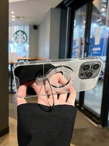 1pc Mirror Stand Phone Case - Silver - View 5
