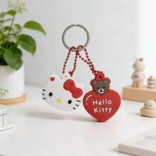 1 Set Of Sanrio Kawaii Hello Kitty Silicone Keychain Kitten & Love Dustproof Protective Cover Anime Cartoon Bear Portable Anti-Lost Keychain Women's Gift - View 7