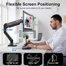 Nearhub Single Monitor Mount,13-32 Inch Computer Screen,Strong Adjust Gas Spring Monitor Arm,Full Motion Adjust With C Clamp And Grommet Base, Holds Up To 22 Lbs,VESA Mount 75mmX75mm,100mmX100mm - View 7