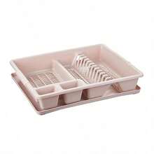 Detachable Plastic Dish Drying Rack With Drain Tray, Multi-Grid Cutlery & Plate Storage Organizer, Space Saving Kitchen Countertop Dish Holder For Home Apartment Kitchen Utensil Drying Storage - Random Color - View 11