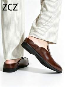 ZCZ Sandal Kasual Slip-On Pria Warna Cokelat dengan Ujung Tertutup - Coklat - View 3