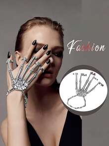 Skeleton Hand Bracelet With Finger Ring Flexible Joints Metal Steampunk Finger Wristband Adjustable Skeleton Hand Jewelry For Men Women Cosplay Daily Outfits Holidays Costume Parties & Gothic Events Christmas Halloween Costume Accessories - Multicolor - View 4