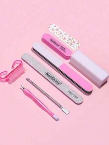 8PCS /Set Nail Care Tool Kit - Manicure Set: Nail File, Buffer, Polisher, Cuticle Pusher, Nail Supplies, Nail Tools, Nail Art Tools, Back To School Supplies, Nails, Nail Press Tools - Multicolor - View 2
