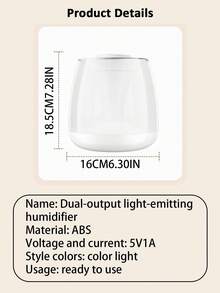 LED Dual-Port Humidifier With Seven-Color Ambient Night Light, Suitable For Bedroom, Living Room, Office, Home Daily Use And Gift, USB Large Capacity Humidifier - JB3000 - View 11