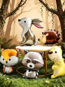 5pcs Cartoon New Animal Rabbit Fox Squirrel Hedgehog Raccoon Aluminum Foil Balloon Set For Birthday Party Decoration - View 1