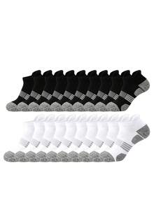 1/3/5/10/20 pares de calcetines cortos cómodos para hombre con base gris + combinación de negro y blanco, adecuados para varios tipos de zapatos y ocasiones, deportes al aire libre, deportes de interior, correr y caminar - Multicolor - Ver 9