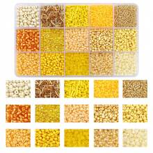 Kit de fabricación de joyas DIY - Caja de 15 compartimentos con cuentas de vidrio de unicolor tipo arroz y tubo para pulseras y collares - Multicolor - Ver 11