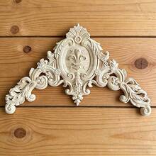 1pc Unfinished Wooden Carved Decorative Corner Onlay, Intricate European Style Relief Pattern, Suitable For Cabinet, Door, Window, Fireplace, Wall, Furniture, Backsplash Decor, DIY - Multicolor - View 9