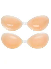 1 Pair Women's Thick Waterproof Silicone Nipple Covers, Invisible Adhesive Bra - Multicolor - View 6