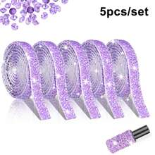 5pcs/Set Rhinestone Ribbon - Self-Adhesive Crystal Shiny Ribbon, Handmade Rhinestone, Clothes, Cake, Phone, Birthday, Wedding Decoration Shiny Rhinestone Tape, DIY - 5-piece Set With Random Drill Bit 50cm - View 9
