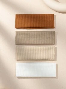 4pcs Solid Color Elastic Hairbands, Soft Comfortable Lightweight For Daily Wear - Multicolor #1 - View 2