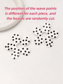 1 Pair Exaggerated Bohemian Geometric Polka Dot Design Black & White Geometric Oval Butterfly Flower Long Bar Square Heart Shape Women's Polka Dot Earrings, Premium Luxury Style, Versatile For Any Outfit, Suitable For Daily Wear, Vacation, Graduation Season, Best Friend Gift, Holiday Gift, Each Piece Has Different Polka Dot Position, Polka Dot Material Randomly Cut - Multicolor - View 5