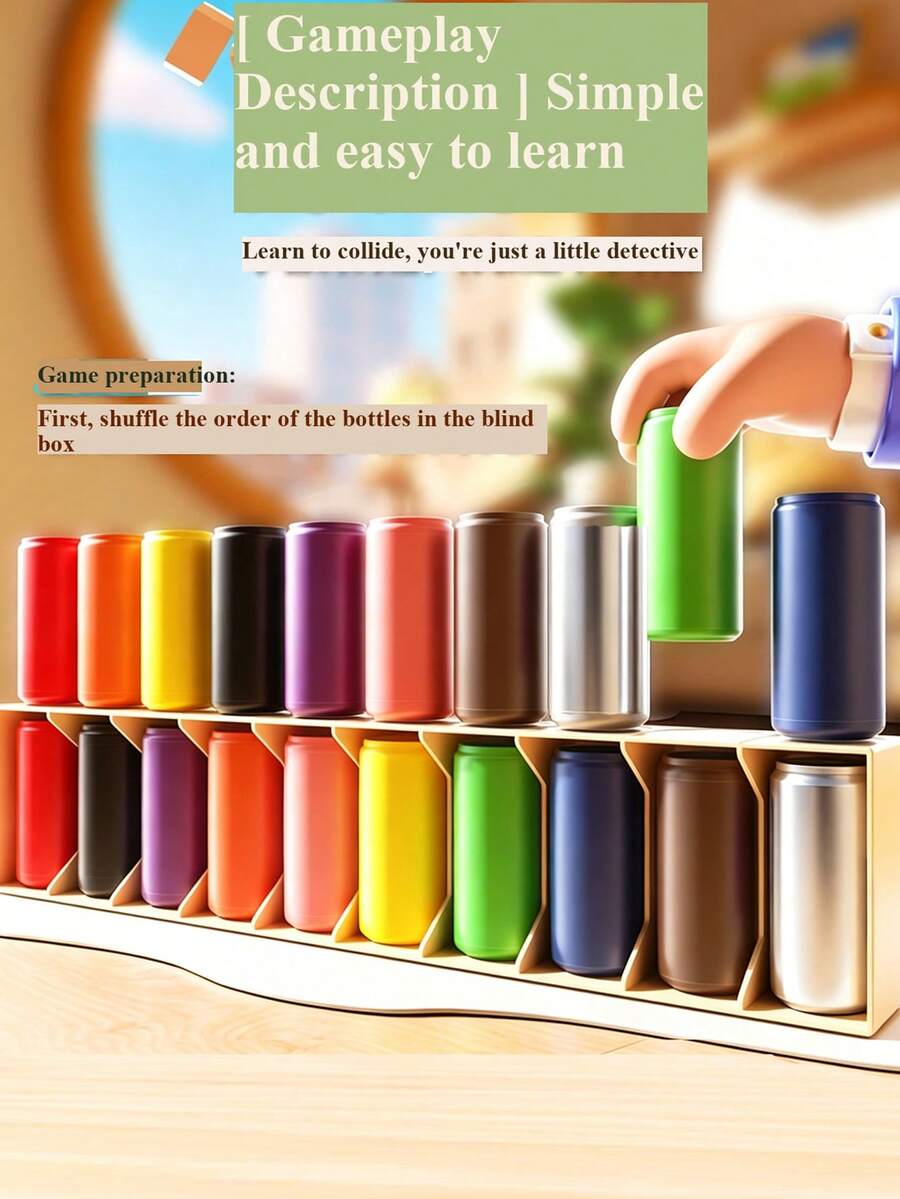 11pcs/21pcs Memory Bottle Color Matching Game - A Strategic Tabletop Game Suitable For Classroom Icebreakers And Family Entertainment, Enhances Cognitive Abilities. Fun Group Party Game, Unique Christmas Gift, Children's Educational Matching Toy, Color Recognition Toy, Birthday Gift, Party Gift (Bottle Colors Shipped Randomly)