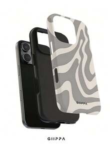 GIIPPA 1pc Grey Asymmetric Wavy Pattern Design, Phone 17 Pro Max Phone Case, Compatible With Phone 16 Pro Max, 15 Pro Max, 14 Pro Max, Korean-Style High-End Fashionable And Interesting Phone Case, Compatible With 11/12/13/14/15/16 Pro Max Plus, Elegant Design Suitable For Men And Women, Perfect Gift For Girlfriend On Christmas, Valentine's Day, Easter, Wedding Season And Birthday! - Multicolor - View 2