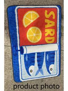 1 pieza Felpudo de sardina enlatada, alfombra pequeña, felpudo de bienvenida, alfombra, felpudo de piso, felpudo exterior, alfombra de cocina, decoración del hogar, felpudo de puerta principal, alfombra de dormitorio, felpudo exterior, decoración del hogar, alfombra de área, alfombra de jardín, alfombra lavable - Multicolor - Ver 3