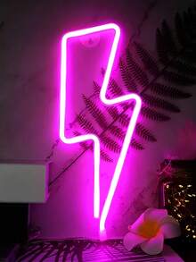 1件閃電造型霓虹燈，USB或電池供電LED閃電燈牌，牆面裝飾，適用於臥室、客廳、遊戲室、酒吧、婚禮裝飾、生日派對用品，送給朋友的聖誕禮物，聖誕裝飾燈 - 白色外殼 - 查看 20