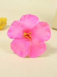 10件/組夏威夷木槿花與蓮花髮夾，優雅布藝花朵抓夾，適合夏季海灘度假、派對與波希米亞風格 - 粉色 - 查看 7