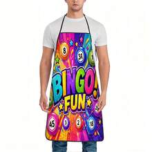 1pc Bingo Fun Apron With Adjustable Waistband And Colorful Printed Bib - Durable And Easy To Clean Polyester Material, Suitable For Kitchen Cooking, Gardening, Orchard Picking, Christmas, Halloween And Other Occasions - Multicolor - View 7