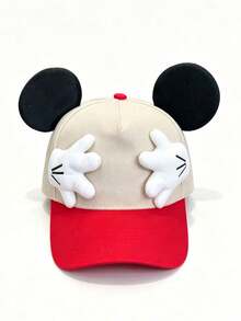 Disney 1件裝可愛米奇耳朵棒球帽，米奇手掌與耳朵設計搭配拼色圖案，可調節時尚戶外卡通休閒帽，適合戶外運動、日常穿著、旅行、派對與節日場合，中性款，送給朋友與家人的完美禮物！（男士棒球帽、女士棒球帽、夏季遮陽帽、Disney棒球帽） - 彩色 - 查看 5