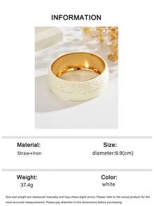 1pc Bohemian Vacation Style Handmade Woven Raffia White Geometric Circle Bracelet Suitable For Women's Daily Wear, Vacation And Party (Handmade Weaving Method Random) - White - View 9