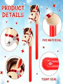 1pc 37 Inch Inflatable Stick, Inflatable Cowboy Horse Head Stick, Pony Stick Balloon, Suitable For Party, Birthday Theme Party, Home Decor, Family Gathering Photo Props - Multicolor - View 11