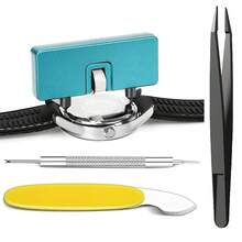 1套手錶維修工具組 可調式雙爪手錶後蓋開啟器維修工具組，適用於電池更換手錶維修套件，附鑷子、錶帶調整工具、彈簧桿工具、錶殼撬開工具，適合男女初學者與手錶愛好者 - 藍色 - View 9