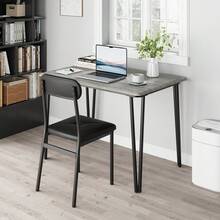 Space-Saving Dining Table Set For 4 – 5-Piece Modern Rectangular Table & PU Leather Padded Chairs – Sturdy Metal Frame – Waterproof Tabletop – Ideal For Small Spaces, Apartments, Home Office - Grey - View 3
