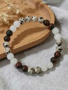 YAUKIA Boho White Jade Healing Bracelet , Communication , Represents Strength , Balance , Resilience , Yoga Prayer Meditation Jewelry - Multicolor - View 3