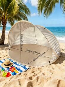2s Quick-Open 2-Person Beach Tent! No-Assembly Beach Tent, Portable Quick-Open Sunshade, Easy-To-Use Outdoor Canopy Suitable For Beach, Picnic, Park, Camping, Family Leisure - Multicolor - View 9