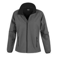 Result Womens/Ladies Core Printable Full Front Zip Softshell Jacket - Charcoal / Black - View 1