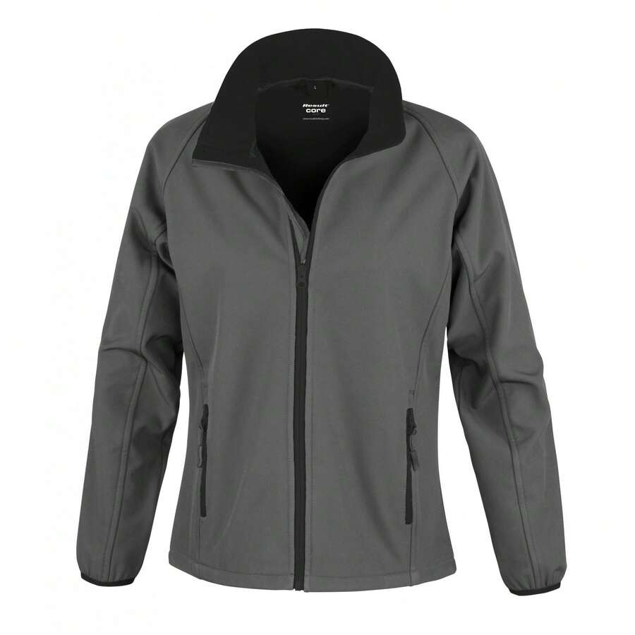 Result Womens/Ladies Core Printable Full Front Zip Softshell Jacket - Charcoal / Black - View 1