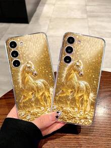1件時尚奢華金馬手機殼 透明軟殼保護套 適用於 Galaxy A04e/12/A13/A14/A34/A50/A52/A53/A54/S21/S22/S23/S24/S25/S25Ultra - 無色 - 查看 2