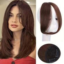 10 Inch Long Bob Wig, Middle Part With Side Bangs, Synthetic Hair Extensions With BB Clips - Multicolor - View 1