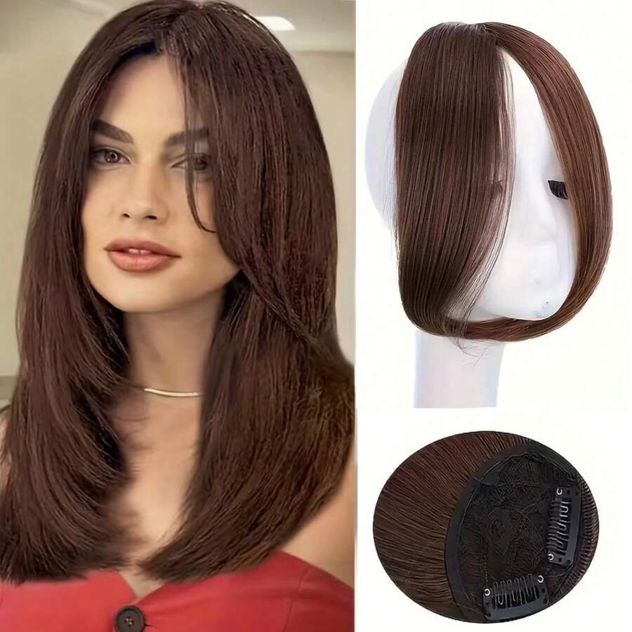 10 Inch Long Bob Wig, Middle Part With Side Bangs, Synthetic Hair Extensions With BB Clips - Multicolor - View 1