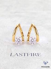 1 Pair 1 Carat Twisted Moissanite Stud Earrings, S925 Sterling Silver, Elegant & Luxurious, Engagement, Wedding, Best Friend Birthday Or Anniversary Gift, Bridal Wedding Jewelry - Twisted Moissanite Earrings - View 1