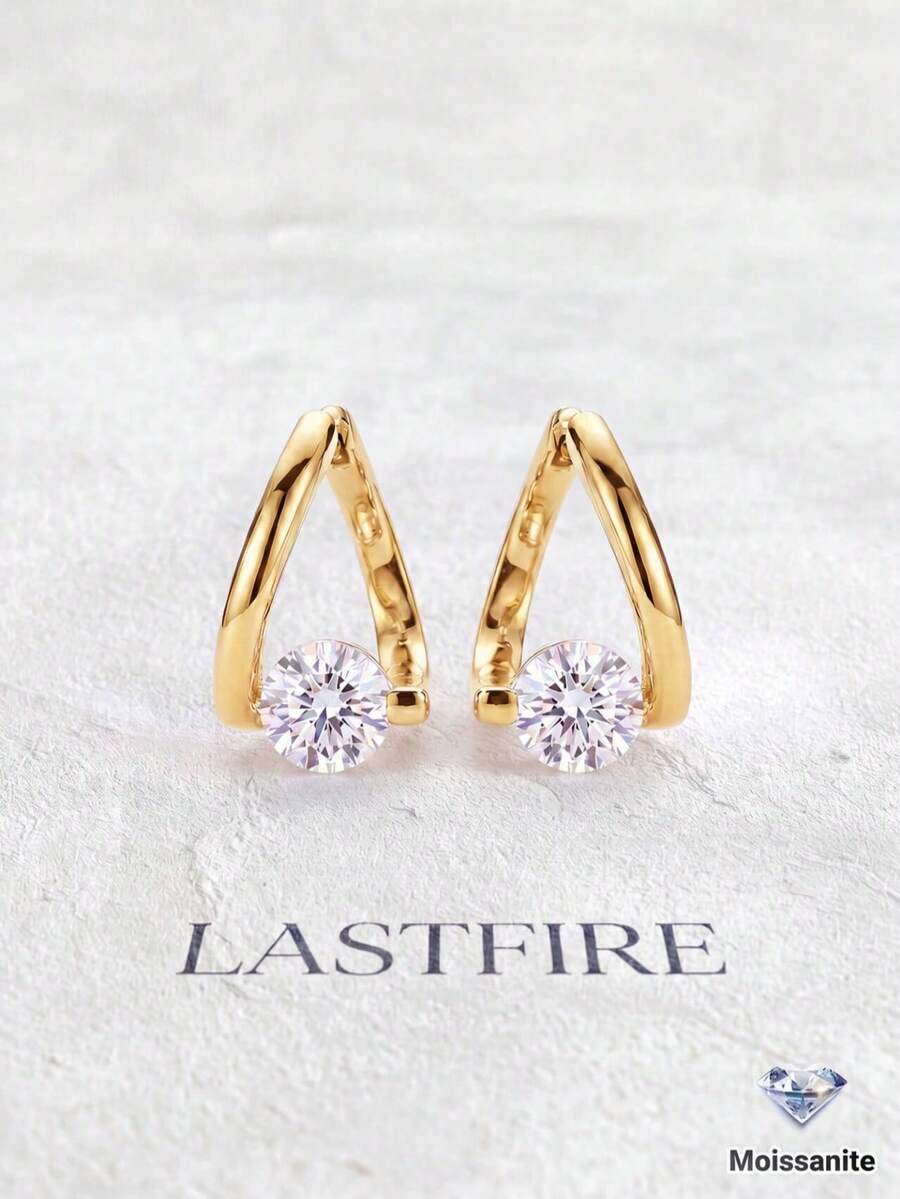 1 Pair 1 Carat Twisted Moissanite Stud Earrings, S925 Sterling Silver, Elegant & Luxurious, Engagement, Wedding, Best Friend Birthday Or Anniversary Gift, Bridal Wedding Jewelry - Twisted Moissanite Earrings - View 1