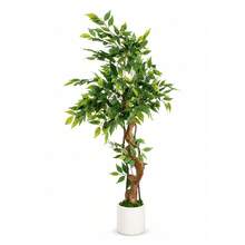 Stilvolles Set aus künstlichem Ficus-Baum und Pflanzgefäß dekoratives Zimmergrün zur Verschönerung aller Wohn- und Einrichtungsbereiche im Haushalt - 120 cm - Übersicht 1