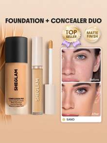 SHEGLAM [2件組] Complexion Pro 霧面粉底液與遮瑕膏套組 - Sand - 查看 8