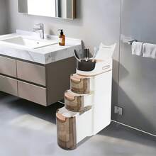 3-Tier Slim Bathroom Storage Cabinet Storage Cabinet Bathroom Storage Cabinet With Drawers For Small Spaces - Multicolor - View 7