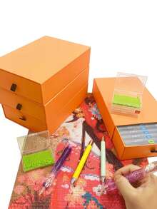 15/30/45 Grid DIY Diamond Painting Storage Box Set - Diamond Painting Tray With Lid And Stickers, Diamond Painting Accessories, Used For Diamond Storage And Organization, The Best Gift For Handmade Arts - A - View 3