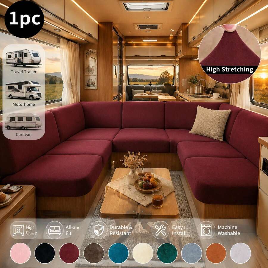 Travel Camper Special Milk Silk Sofa Slipcover 1Pc, Multi Color All Season Dustproof Stain Resistant Anti-Scratch Couch Cover Machine Washable For RV Living Room Bedroom - Multicolor - View 1