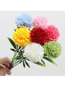 1/6 Pcs Artificial Flowers , Faux Flower Stems, Silk Artificial Flowers, For , Wedding Bouquets, Cemetery Wreaths, DIY Crafts - Yellow - View 6