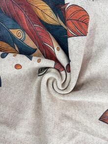 Women's Bohemian Style Feather Print Knitted Tank Top, Round Neck Sleeveless Ribbed Knit Camisole, Medium Stretch, Suitable For Autumn/Winter - Apricot - View 8