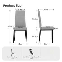 Dining Table And Chairs Set 4, Extendable Table With 4 Faux Leather Chairs For Dining Room, Kitchen, 4 Seater Room Set - White Marble Table + 4 Gray PU Chairs (black Legs) - View 4