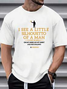 The Men Are Very Good,I Saw A Small Silhouette Of A Man,He Is Holding A Piece Of Clothing With A Mango Pattern Print T Shirt . - Black - View 8