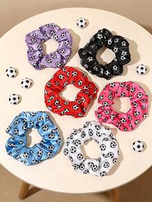6pcs/1pc Colorful Sports Style Football Hair Ties, High Elasticity Satin Headbands, Versatile Hair Accessories Gift For Girls And Teens - Multicolor - View 1