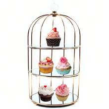 3 Tier Cage Rack Birdcage Shape Vanity Dresser Organizer Tray Wedding Cake Stand For Party Dessert Fruits Display Stand - Default - View 7